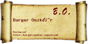 Barger Oszkár névjegykártya